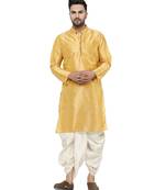Gold plain art dupion silk dhoti-kurta