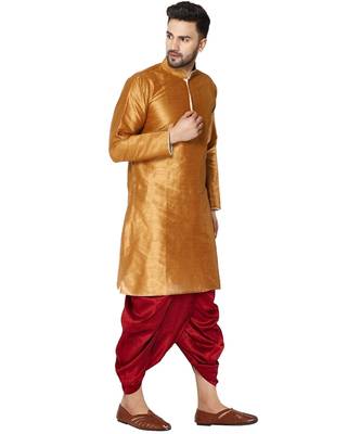 Brown plain art dupion silk dhoti-kurta 2