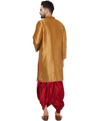 Brown plain art dupion silk dhoti-kurta 4