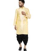 Beige embroidered art dupion silk dhoti-kurta