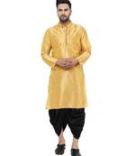 Gold plain art dupion silk dhoti-kurta