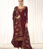Maroon embroidered georgette salwar