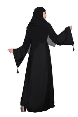 Khadija Fashion, Women's Black Color Burqa High Quality Crush Fabric, With Scarf Size L,XL,XXL. 2