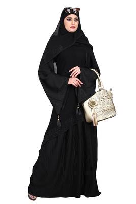 Khadija Fashion, Women's Black Color Burqa High Quality Crush Fabric, With Scarf Size L,XL,XXL. 4