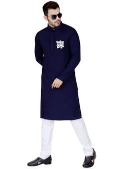 Blue plain Rayon kurta pajama