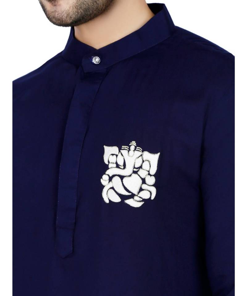 Blue plain Rayon kurta pajama