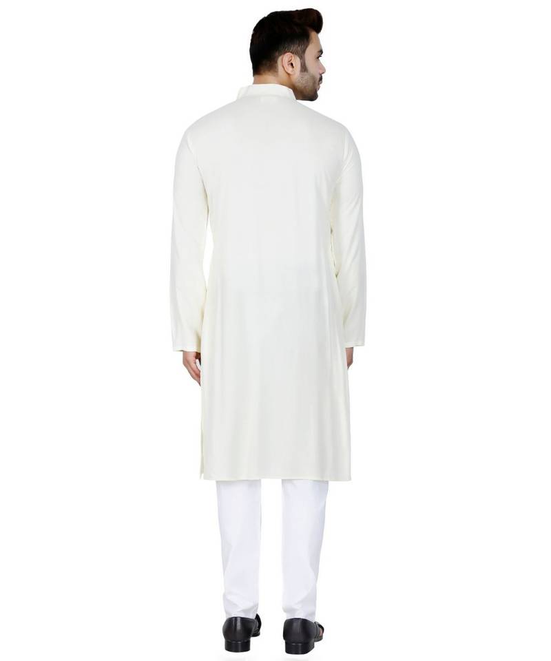 white plain Rayon kurta pajama