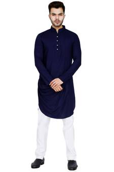 Blue plain Rayon kurta pajama