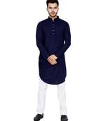 Blue plain Rayon kurta pajama