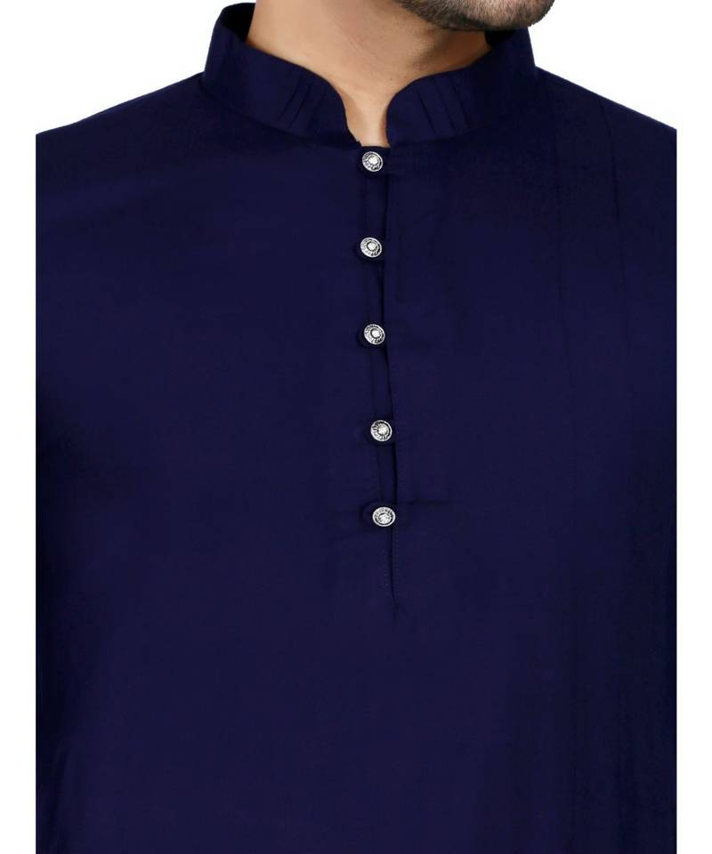 Blue plain Rayon kurta pajama