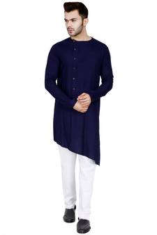 Blue plain Rayon kurta pajama