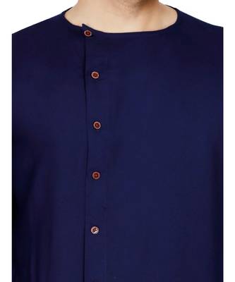 Blue plain Rayon kurta pajama 6