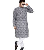 Grey plain Cotton kurta pajama