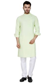 Green plain Cotton kurta pajama