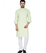 Green plain Cotton kurta pajama