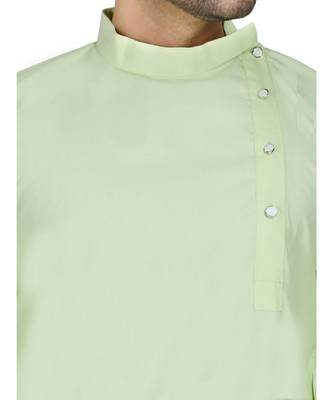Green plain Cotton kurta pajama 5