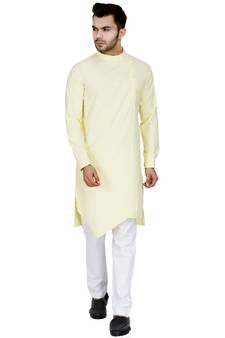 Yellow plain Cotton kurta pajama