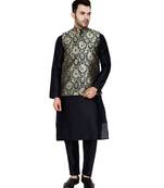Black plain art silk kurta pajama