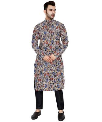 multicolor plain Cotton kurta pajama 1