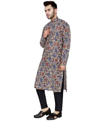 multicolor plain Cotton kurta pajama 2