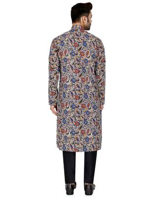 multicolor plain Cotton kurta pajama 4