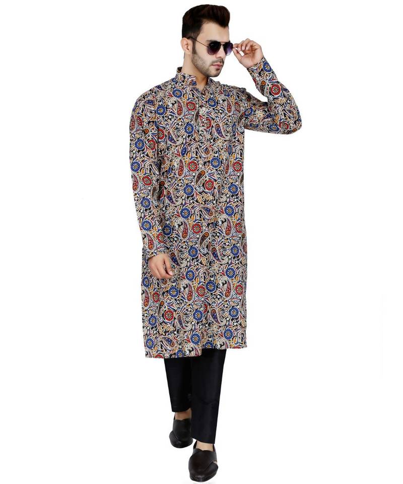 multicolor plain Cotton kurta pajama