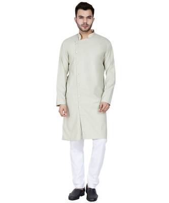 Green plain Cotton kurta pajama 1