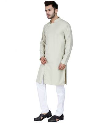 Green plain Cotton kurta pajama 2