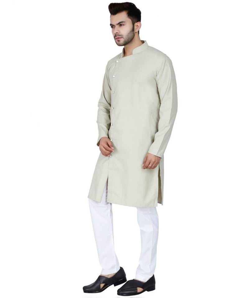 Green plain Cotton kurta pajama