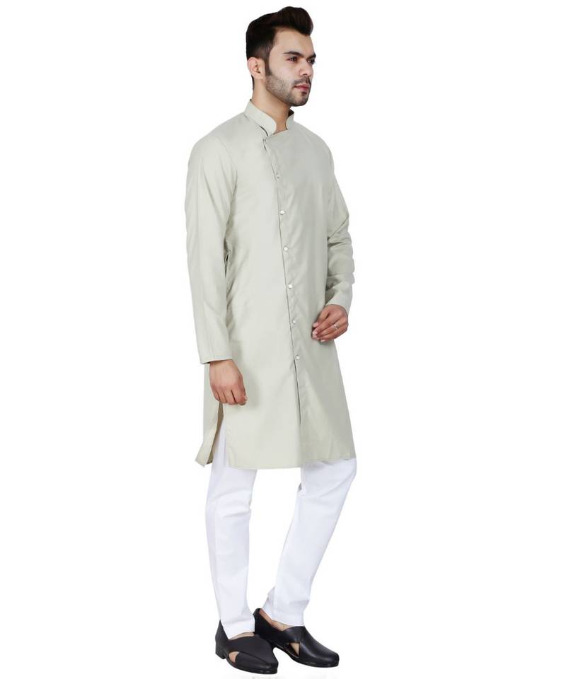 Green plain Cotton kurta pajama