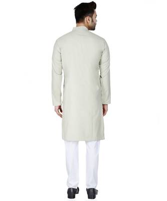 Green plain Cotton kurta pajama 4