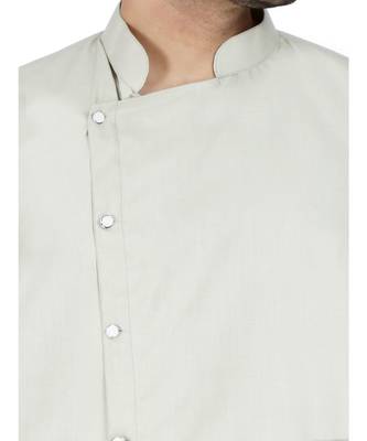 Green plain Cotton kurta pajama 5