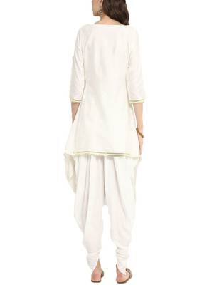 white cotton long kurta set with dhoti pant 2