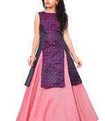 Kids Maroon Indo With Pink Lehenga Choli 