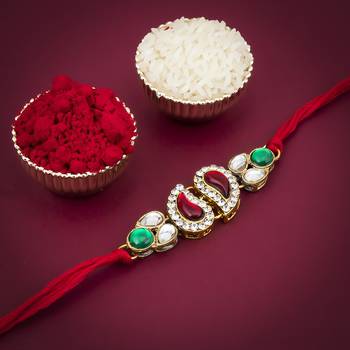 Sukkhi Exotic Gold Plated Rakhi with greeting card 2