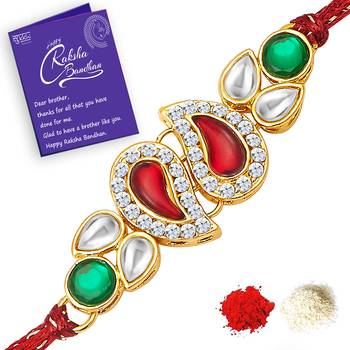 Sukkhi Exotic Gold Plated Rakhi with greeting card 1