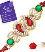 Sukkhi Exotic Gold Plated Rakhi with greeting card