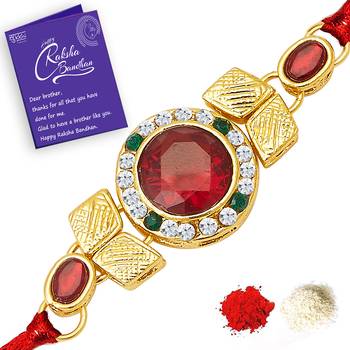 Sukkhi Exotic Gold Plated Rakhi with greeting card 1