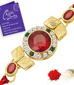 Sukkhi Exotic Gold Plated Rakhi with greeting card