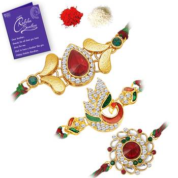 Sukkhi Exotic Gold Plated Rakhi with greeting card 1