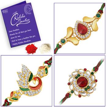 Sukkhi Exotic Gold Plated Rakhi with greeting card 4