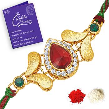 Sukkhi Exotic Gold Plated Rakhi with greeting card 5