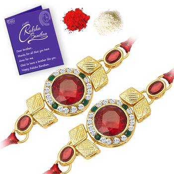 Sukkhi Exotic Gold Plated Rakhi with greeting card 1