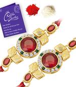 Sukkhi Exotic Gold Plated Rakhi with greeting card