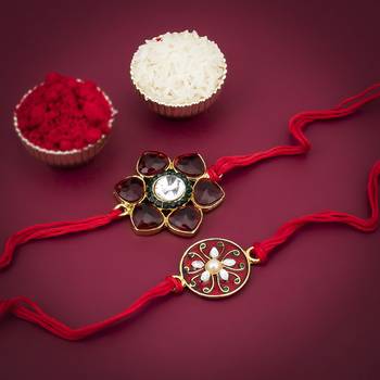 Sukkhi Exotic Gold Plated Rakhi with greeting card 2