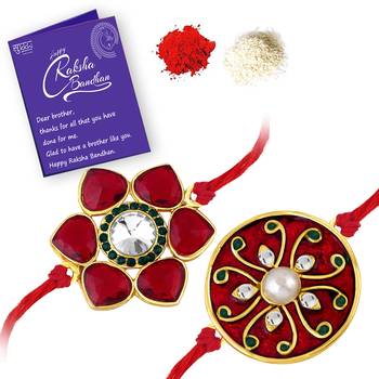 Sukkhi Exotic Gold Plated Rakhi with greeting card 1