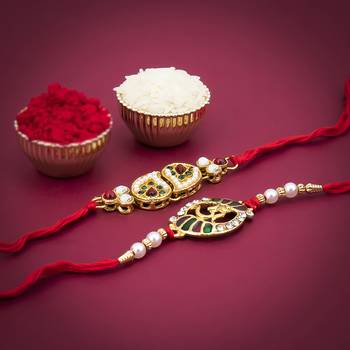 Sukkhi Exotic Gold Plated Rakhi with greeting card 2