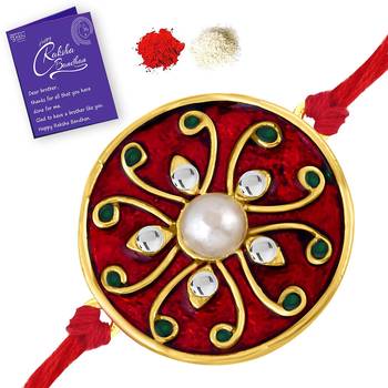 Sukkhi Exotic Gold Plated Rakhi with greeting card 5