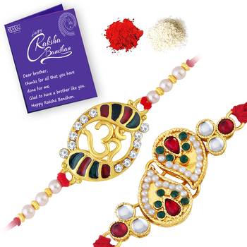 Sukkhi Exotic Gold Plated Rakhi with greeting card 1