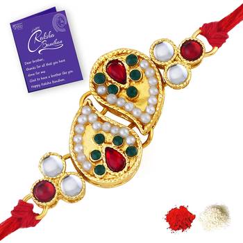Sukkhi Exotic Gold Plated Rakhi with greeting card 5